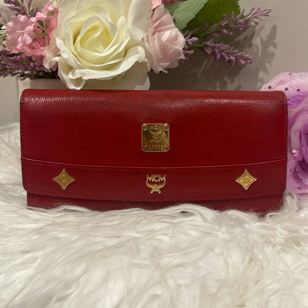 Mcm Red Long Wallet